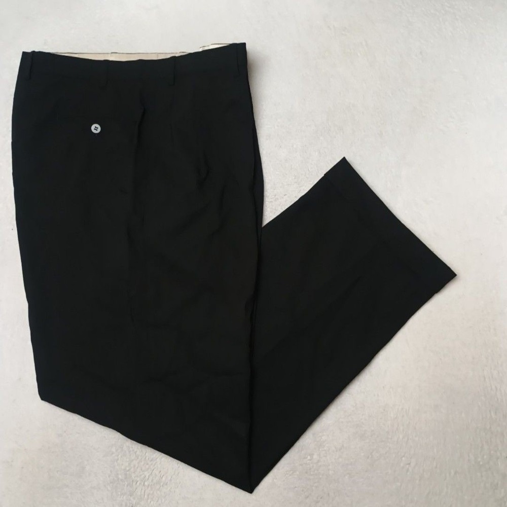Brioni Pants Men 36x32 Black Roman Dress Wool Pleated Classic Lined Formal Suit